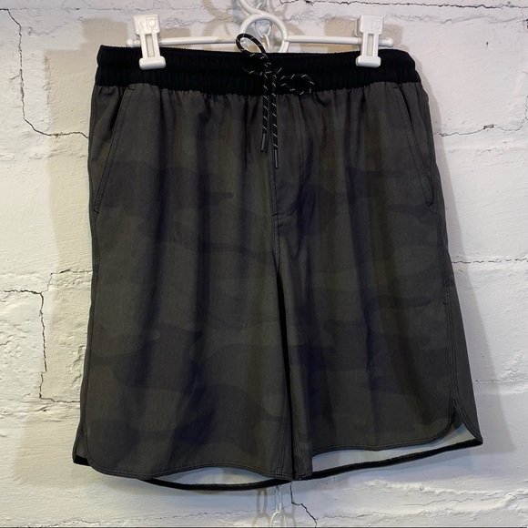 Performance Apparel Mens Olive / Grey Camouflage Shorts w Pockets Size M - Picture 1 of 11